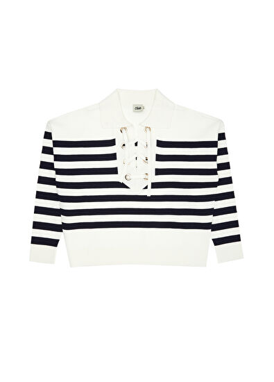 Beymen Club Lacivert Beyaz Çizgili Kazak - 7