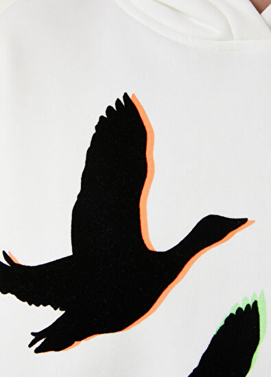 Beymen Club Beyaz Kapüşonlu Logo Baskılı Sweatshirt - 5