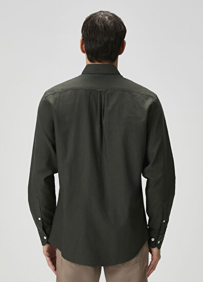 Beymen Club Comfort Fit Haki Oxford Gömlek - 5
