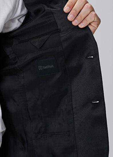 Network Siyah Yün Karışımlı Smokin Takım Elbise - 10