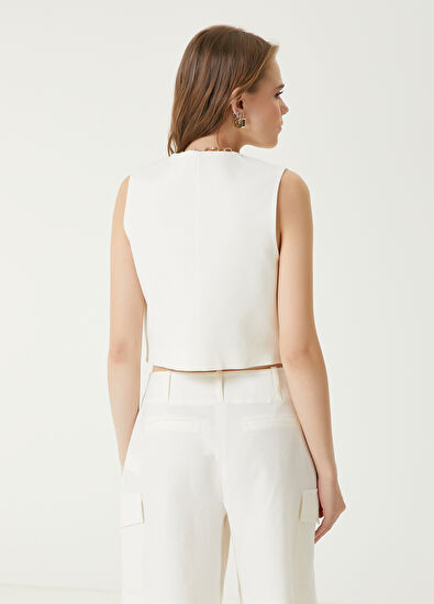 Beymen Club Kırık Beyaz Keten Yelek - 6