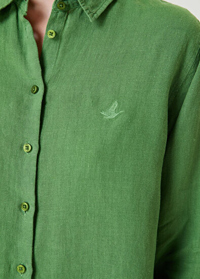 Beymen Club Yeşil Keten Gömlek - 4
