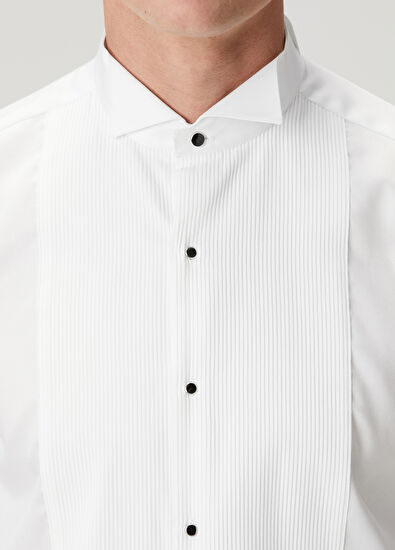 Beymen Club White Ribbed Detailed Tuxedo Shirt - 6