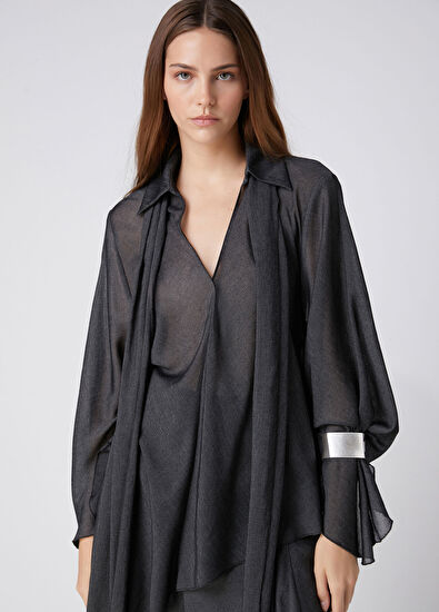 Beymen Club Anthracite Asymmetrical Draped Blouse - 4