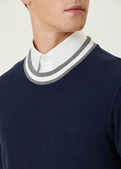 Beymen Club Navy Blue Collar Ribbed Sweatshirt - 6