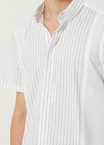 Network Beyaz Mavi Çizgili Gömlek - 5