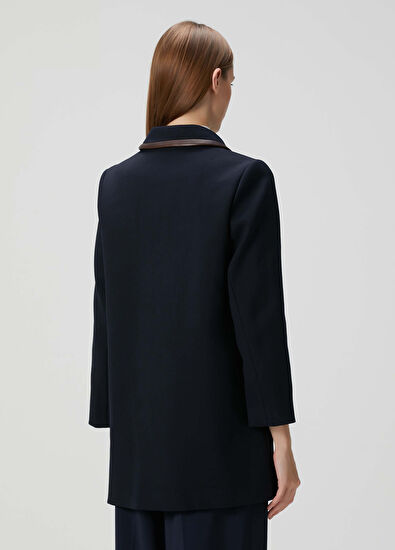 Sandro Navy Blue Garni Detailed Coat - 4