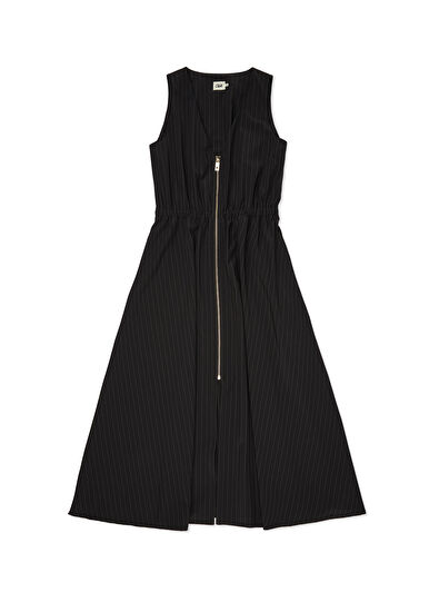 Beymen Club Siyah Çizgili Midi Elbise - 7