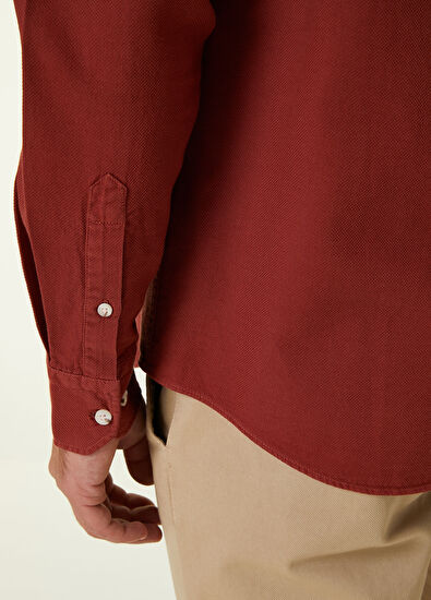 Beymen Club Comfort Fit Turuncu Pirinç Dokulu Gömlek - 6