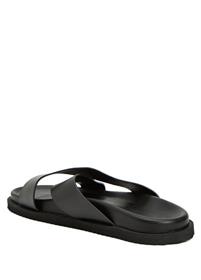 Beymen Club Siyah Çapraz Bantlı Erkek Deri Terlik - 3