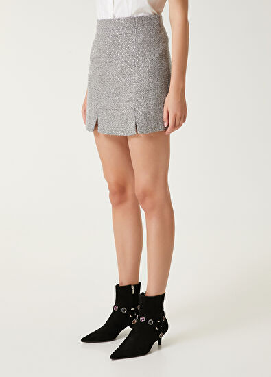 Beymen Club Grey Mini Tweed Skirt - 4
