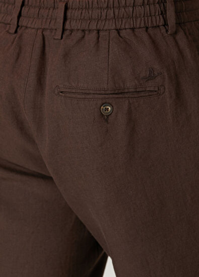 Beymen Club Kahverengi Beli Kordonlu Keten Pantolon - 5