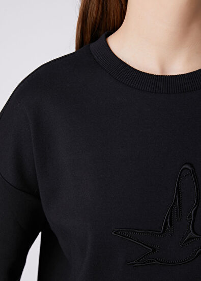 Beymen Club Black Logo Embroidered Sweatshirt - 7