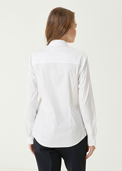 Beymen Club Slim Fit Beyaz Logo Nakışlı Klasik Gömlek - 5