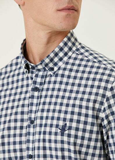 Beymen Club Slim Fit Lacivert Ekose Desenli Gömlek - 6