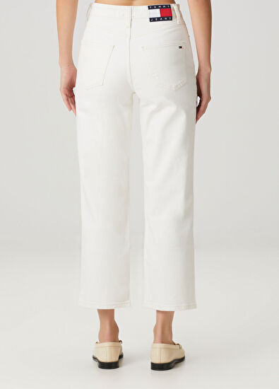 Tommy Jeans Layla Slim Straight Beyaz Jean Pantolon - 4