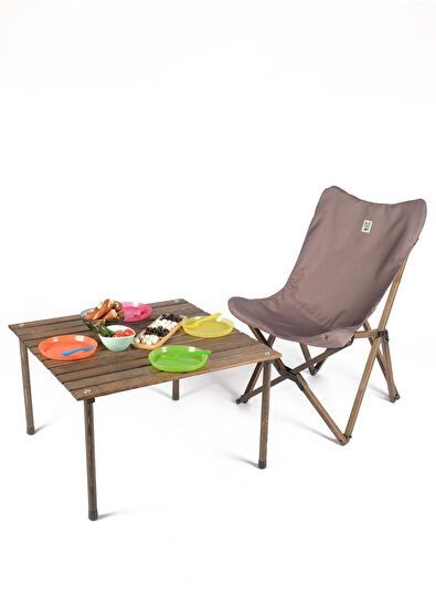 Bag The Joy Antrasit Ahşap Katlanır Kamp Masası - 3