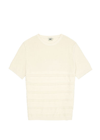 Beymen Club Bej Örgü Bloklu Kısa Kollu Kazak - 7