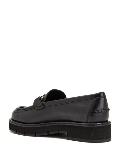 Ferragamo Black Logo Buckled Women's Leather Loafer - 3