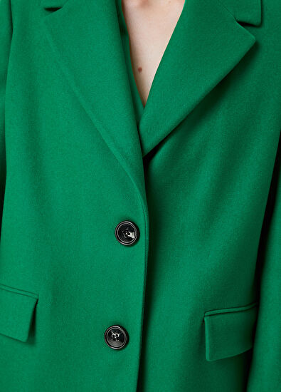 Beymen Club Yeşil Kelebek Yaka Kaşe Yün Palto - 5