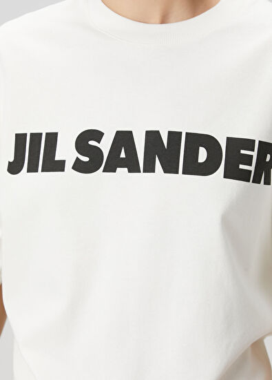Jil Sander Beyaz Logo Baskılı T-shirt - 5