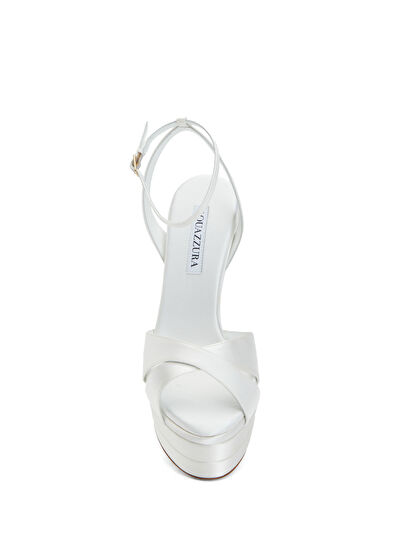 Divine Beyaz Saten Topuklu Ayakkabı - Görsel 5