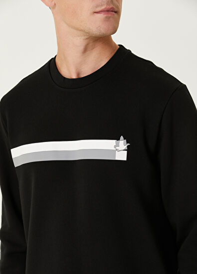 Siyah Şerit Baskılı Sweatshirt Beymen Club Siyah Şerit Baskılı Sweatshirt - 6