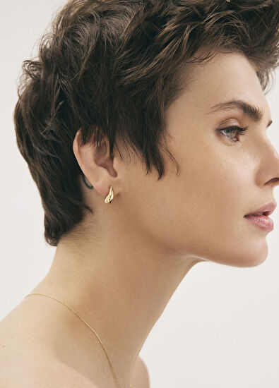 Teardrop 14 Ayar Altın Kadın Küpe - Görsel 6