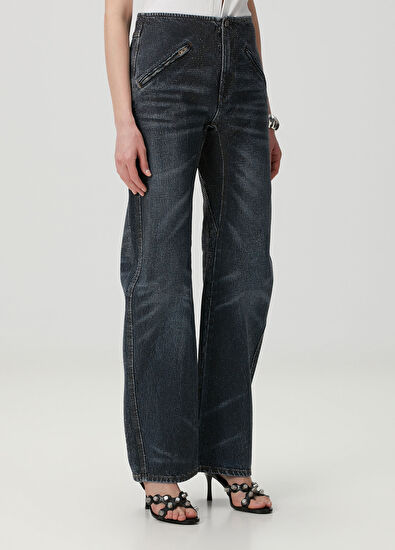 Alexander Wang Koyu Mavi Taşlı Jean Pantolon - 3