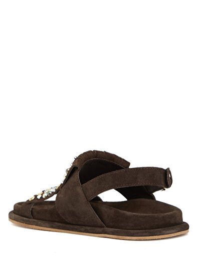 Beymen Club Brown Tassel Detail Women's Suede Sandals - 3