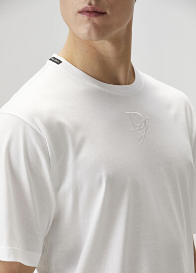 Dolce&Gabbana Beyaz Logo Nakışlı T-shirt - 5
