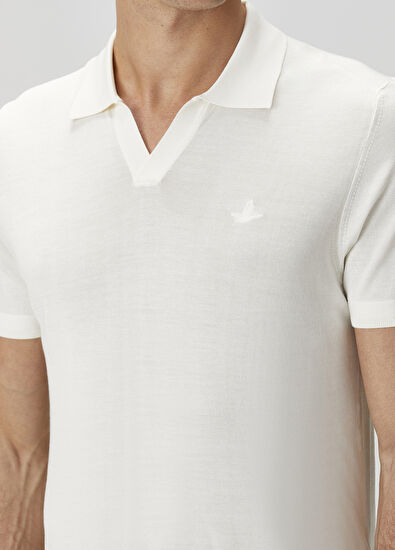 Beymen Club Off-White Short Sleeve Silk Polo Sweater - 7