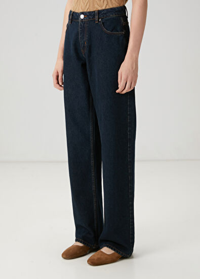 Beymen Club Koyu Mavi Geniş Paça Jean Pantolon - 5