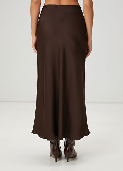 Beymen Club Brown Long Satin Evaze Skirt - 4