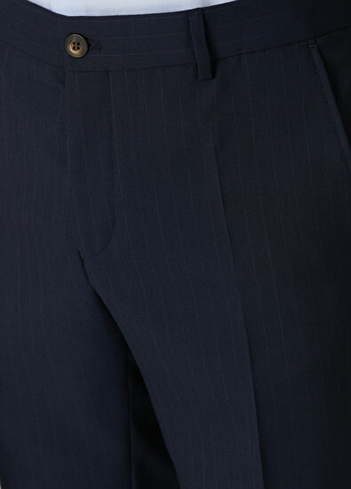 Beymen Club Navy Blue Stripe Patterned Wool Blend Suit - 11