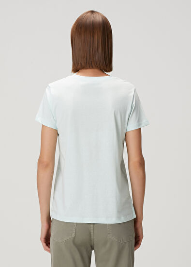 Beymen Club Light Blue V-Neck Flowing T-Shirt - 4