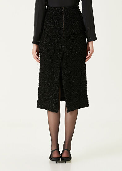 Balenciaga Siyah Tüvit Dokulu Midi Etek - 5