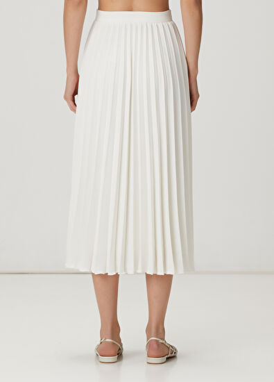 Beymen Club Kırık Beyaz Plisoleil Midi Krep Etek - 4