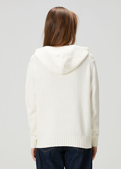 Polo Bear Krem Kapüşonlu Kazak - Görsel 6