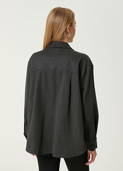 Beymen Club Antrasit Zincir Taşlı Dış Gömlek - 6