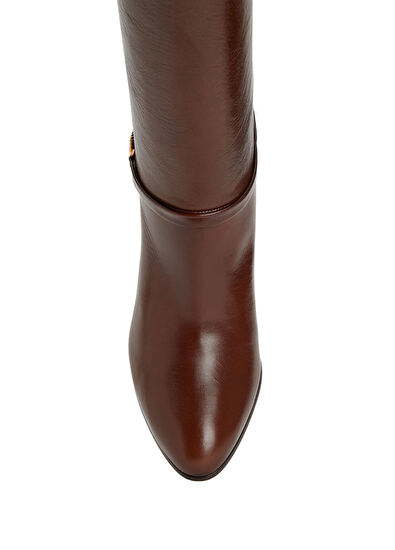 Chloe Brown Heeled Leather Boots - 4