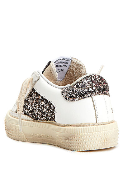Golden Goose May Bej Beyaz Unisex Çocuk Deri Sneaker - 3