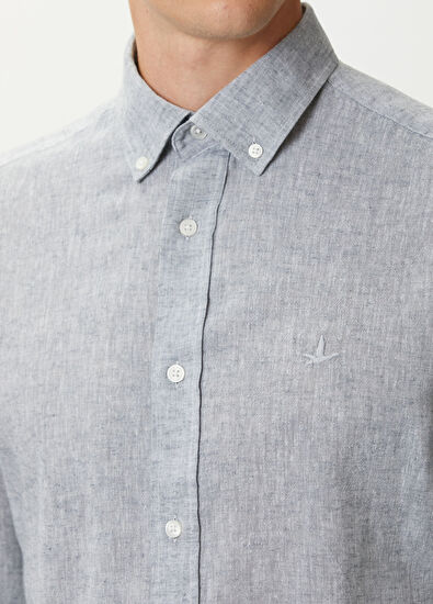 Beymen Club Comfort Fit Grey Linen Shirt - 5