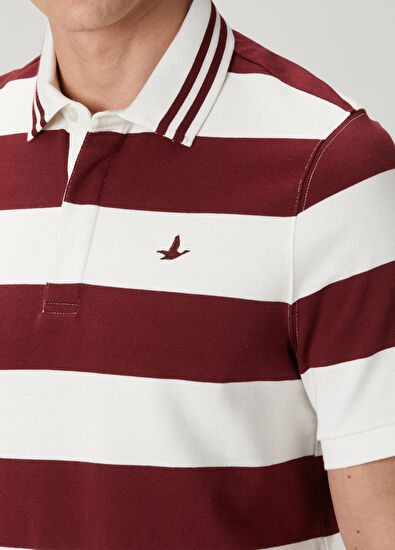 Beymen Club Burgundy Polo Striped Oversized T-Shirt - 6