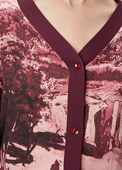 Beymen Club Burgundy Print Cardigan - 5