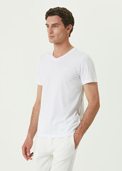 Beymen Club Beyaz V Yaka Basic T-shirt - 3