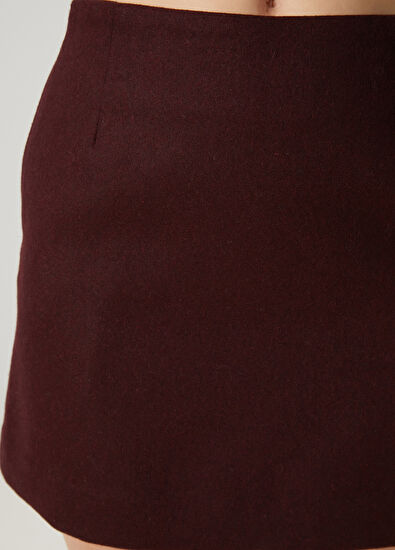 Beymen Club Bordo Mini Yün Etek - 5