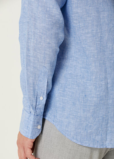 Beymen Club Comfort Fit Blue Linen Shirt - 5