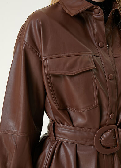 Beymen Club Konyak Kemerli Suni Deri Dış Gömlek - 7