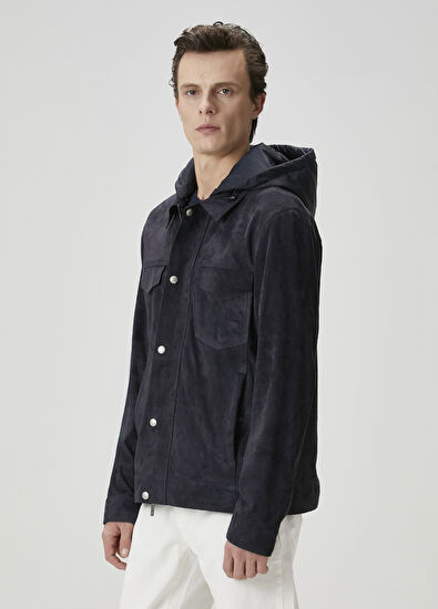 Beymen Club Lacivert Kapüşonlu Süet Ceket - 5